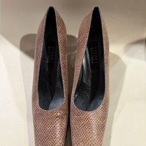 Stuart Weitzman Tan Snakeskin Heels